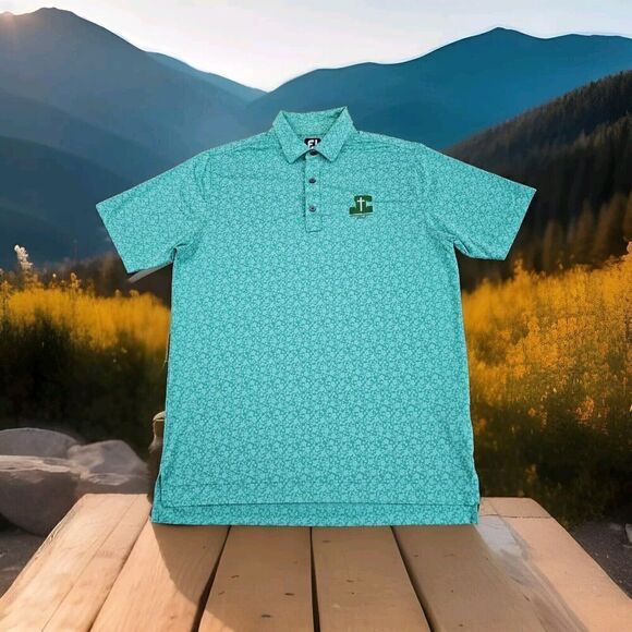 FootJoy FJ Mens Medium Performance Floral Stretch Golf Polo Shirt Short Sleeve - Picture 1 of 10